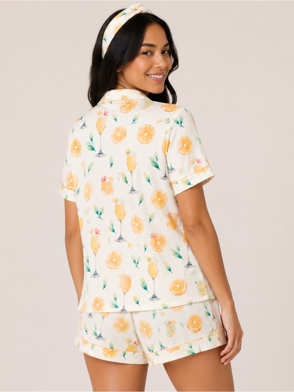 PJ Salvage Mimosa Me 3PC Pajama Set Ivory Lemon Print NWT Size Large - Picture 3 of 3